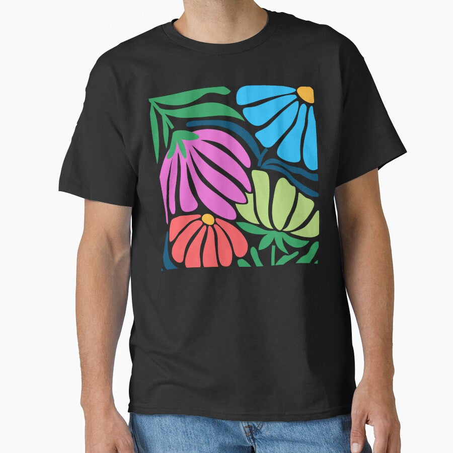 Boho Abstract Colorful Flowers And Leaves Art Designs - Adult & Kids T-Shirts, Sweatshirts & Hoodies apparel design preview 1