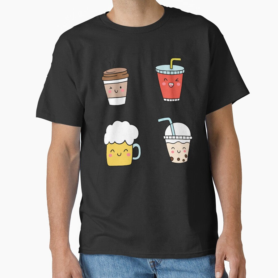 Cute Kawaii Drinks Coffee, Milk, Beer, Soft Drink - Adult & Kids T-Shirts, Sweatshirts & Hoodies apparel design preview 1