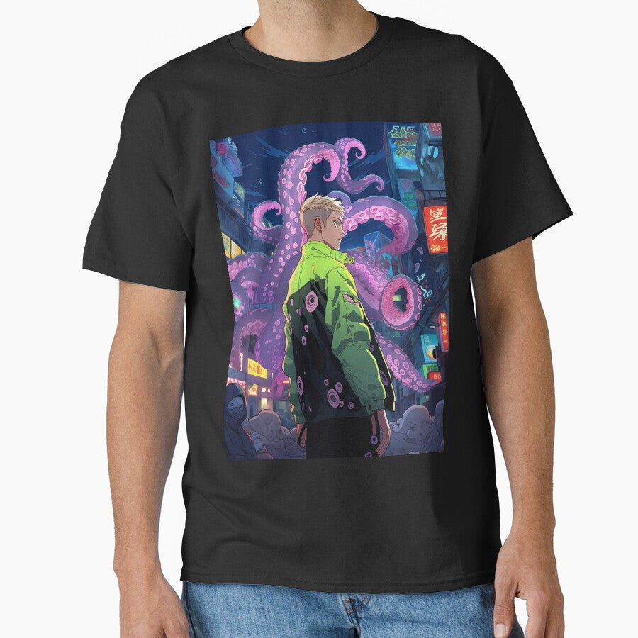New Monster anime boy in cyberpunk city with - Adult & Kids T-Shirts, Sweatshirts & Hoodies apparel design preview 1