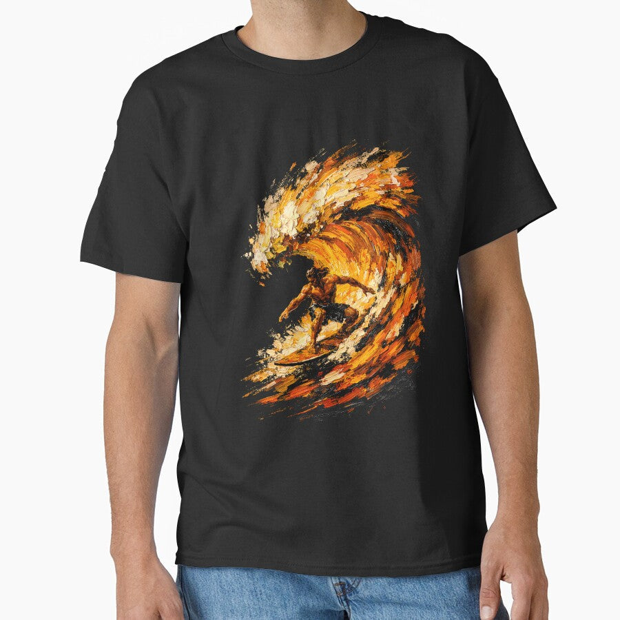 Golden Barrel: Impasto Fire Wave Surfer by - Adult & Kids T-Shirts, Sweatshirts & Hoodies apparel design preview 1