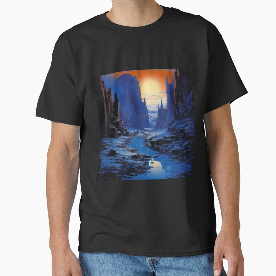 Fantasy Landscape Blue and Orange Canyon by - Adult & Kids T-Shirts, Sweatshirts & Hoodies apparel design preview 1
