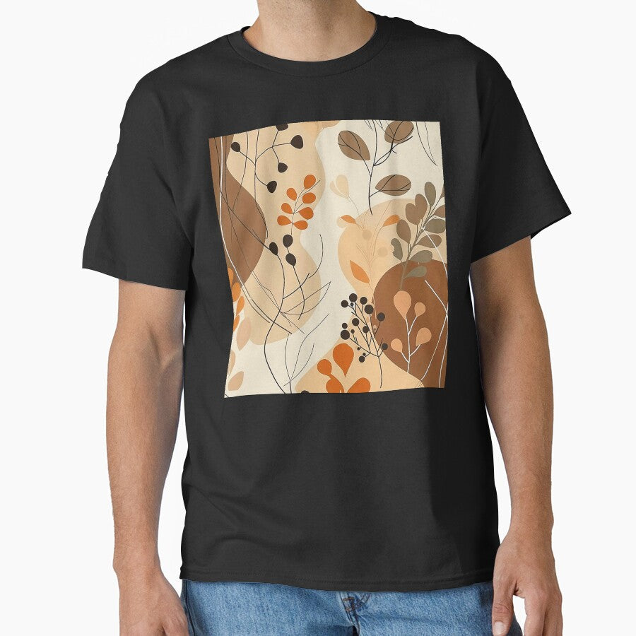 Boho Warm Earthtones Elegant Abstract Leaves Design - Adult & Kids T-Shirts, Sweatshirts & Hoodies apparel design preview 1