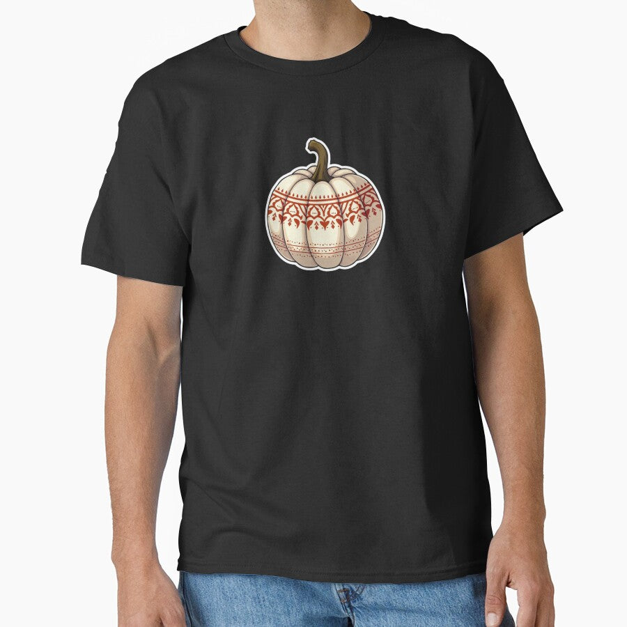White Pumpkin with Boho Pattern by ArtfullyRooted - Adult & Kids T-Shirts, Sweatshirts & Hoodies apparel design preview 1