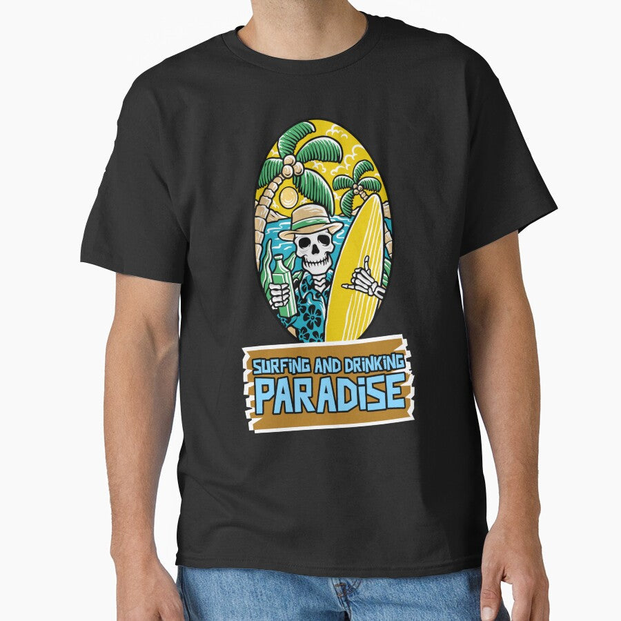 SURFING AND DRINKING PARADISE by MJ96-PRO - Adult & Kids T-Shirts, Sweatshirts & Hoodies apparel design preview 1