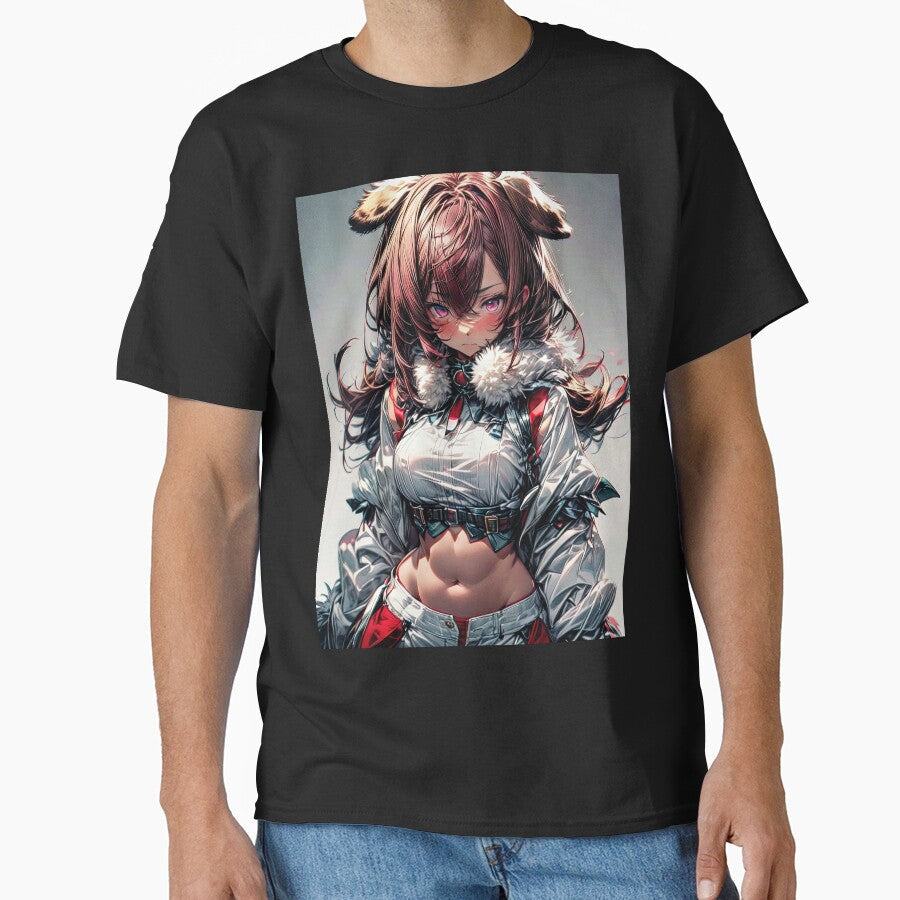 Anime snow girl fighter with bear ears portrait art - Adult & Kids T-Shirts, Sweatshirts & Hoodies apparel design preview 1