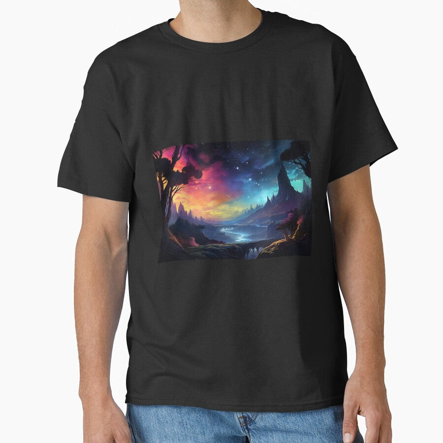 Fantasy Landscape Sunset to Cosmos by Masterpiece - Adult & Kids T-Shirts, Sweatshirts & Hoodies apparel design preview 1