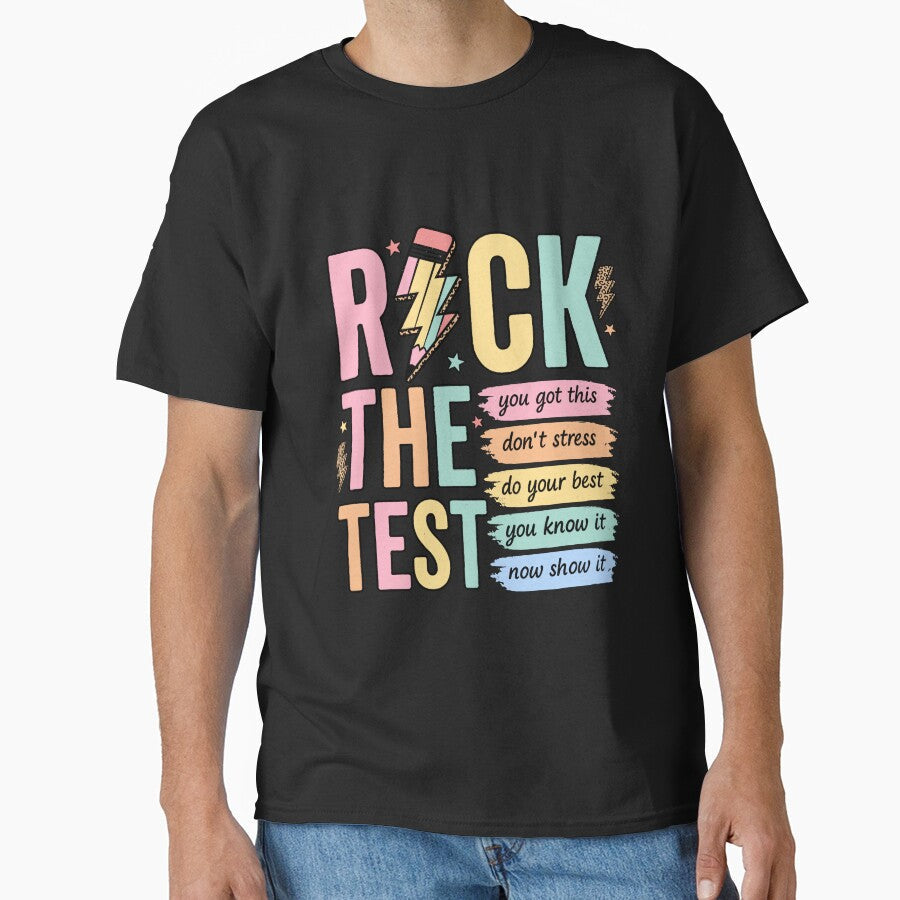 Rock the Test Student Exam Motivation by KroghDs - Adult & Kids T-Shirts, Sweatshirts & Hoodies apparel design preview 1