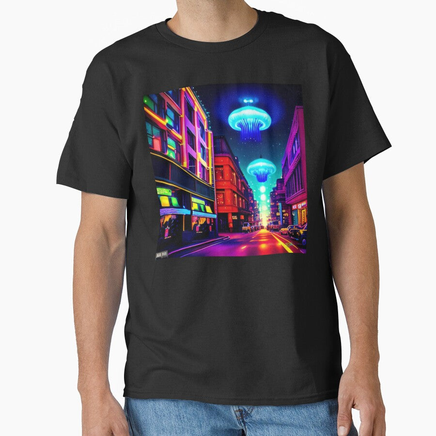 UFO Retro SciFi Dreamscapes 73 by AI Crypto Warlord - Adult & Kids T-Shirts, Sweatshirts & Hoodies apparel design preview 1