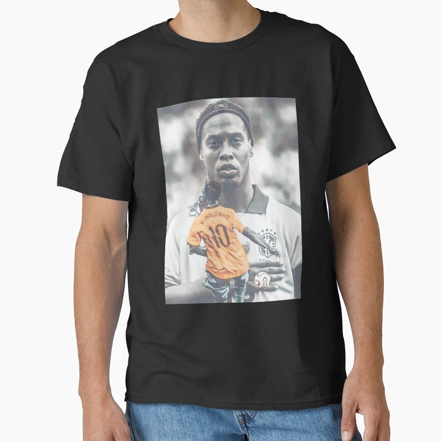 Wallpaper Ronaldinho Illustration T-Shirt - Aesthetic Graphic Unisex - T-Shirt, Sweatshirt, Hoodie