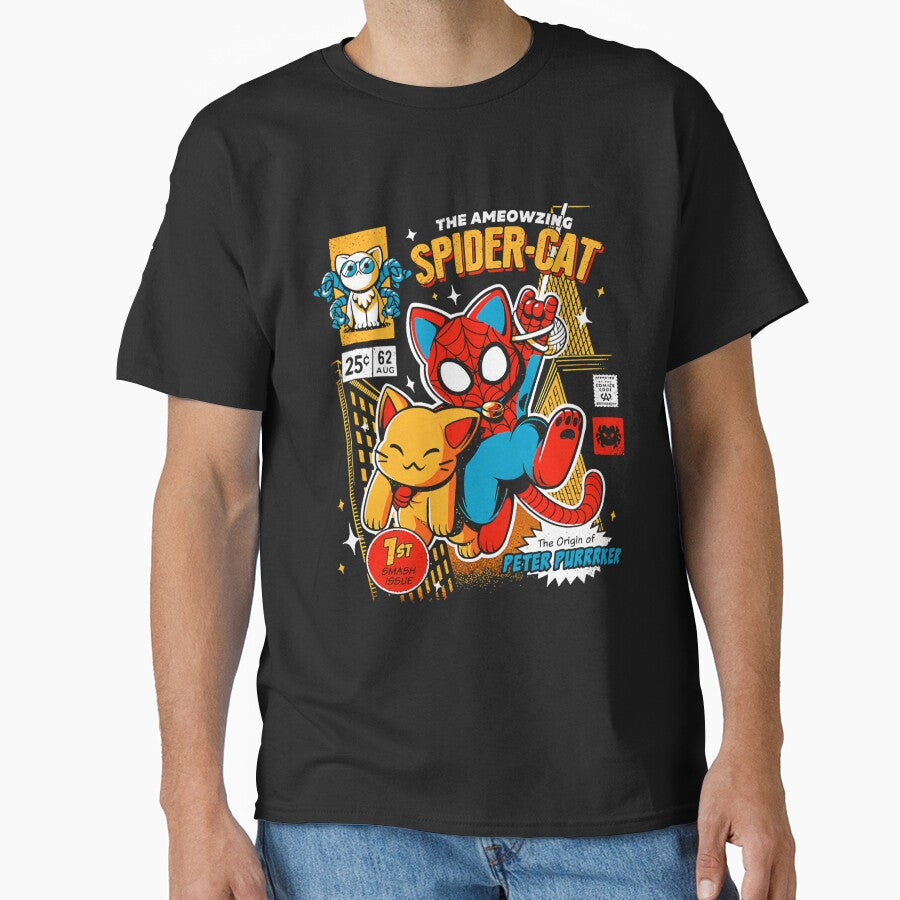 The ameozing spider cat t by heyxamad - Adult & Kids T-Shirts, Sweatshirts & Hoodies apparel design preview 1