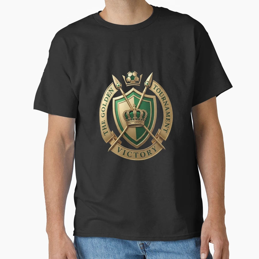 Golden Tournament Football Crest T-Shirt - Trendy Graphic for Adults - T-Shirt, Sweatshirt, Hoodie