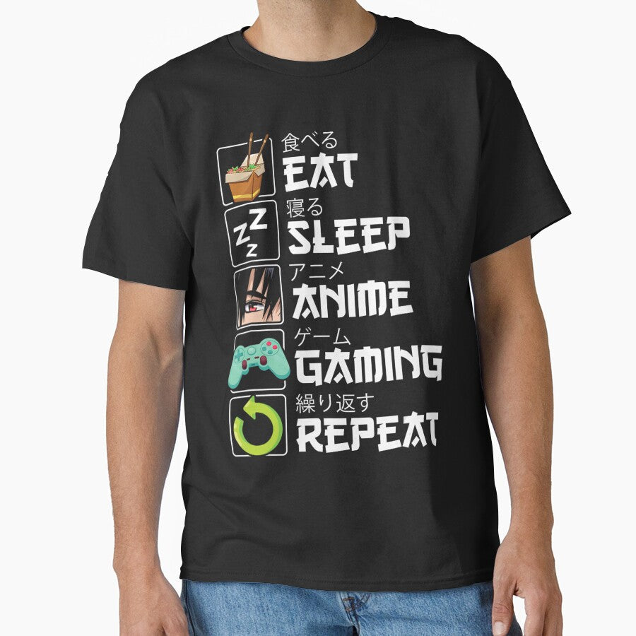 Eat Sleep Anime Gaming Repeat Kawaii Otaku Manga by - Adult & Kids T-Shirts, Sweatshirts & Hoodies apparel design preview 1