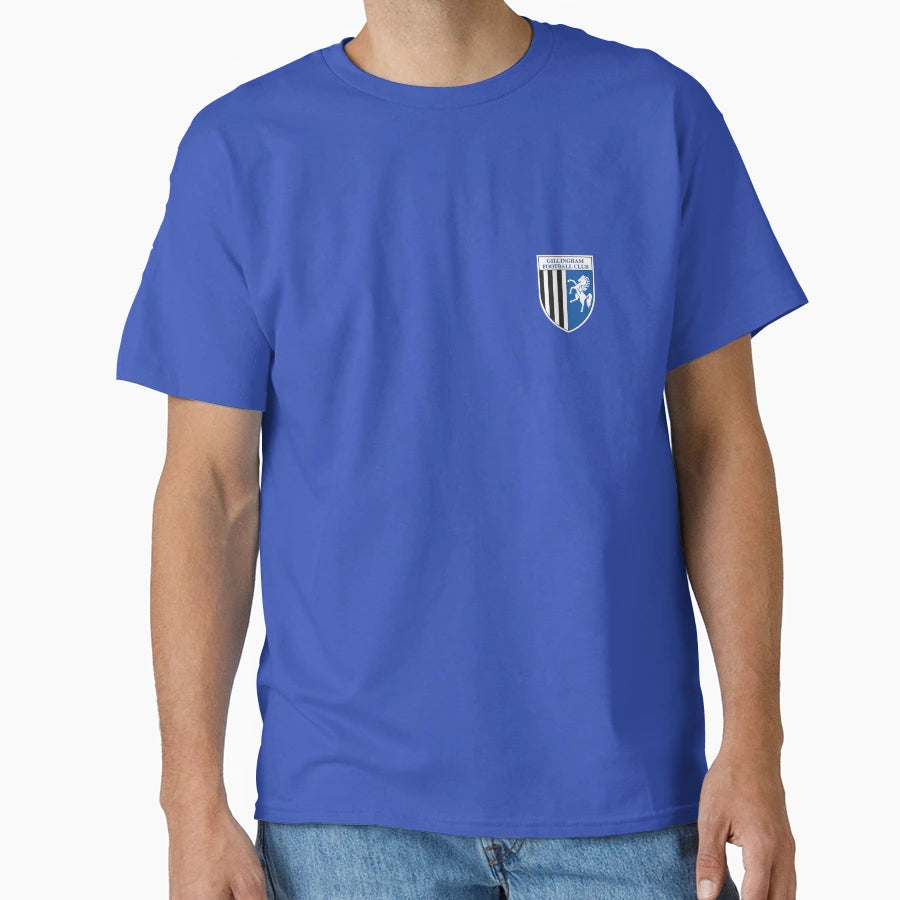 Gillingham Fc Logo Stripes T-Shirt - Casual Everyday Wear for Adults - T-Shirt, Sweatshirt, Hoodie