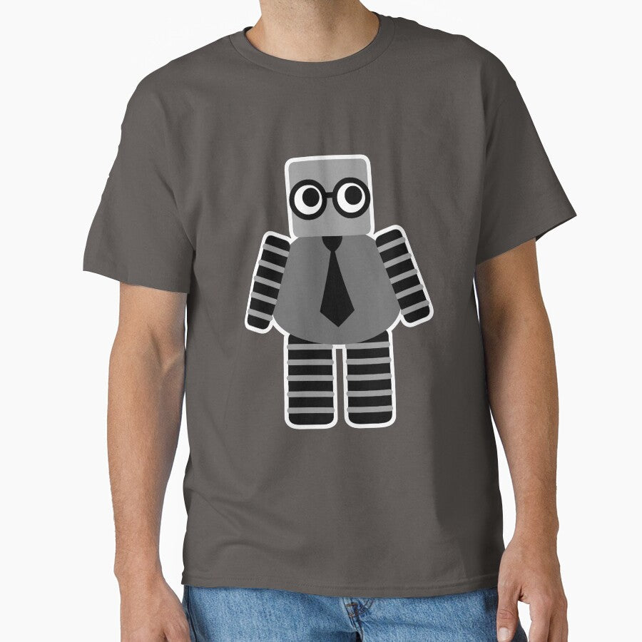 Cute Grey Geeky Robot by toxiferous - Adult & Kids T-Shirts, Sweatshirts & Hoodies apparel design preview 1