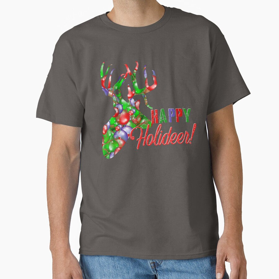 Christmas Deer, Happy Holiday Hunting Design, Hunter - Adult & Kids T-Shirts, Sweatshirts & Hoodies apparel design preview 1