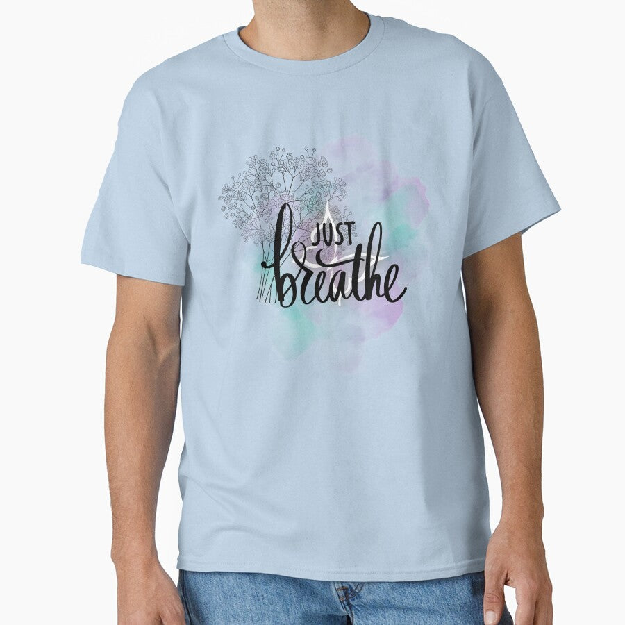 Just Breathe Aesthetic Design Calm Mind Minimal Quote - Adult & Kids T-Shirts, Sweatshirts & Hoodies apparel design preview 1