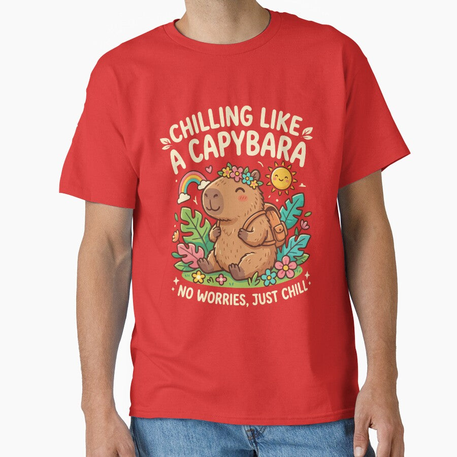 Chilling Like A Capybara by Amir Faysal - Adult & Kids T-Shirts, Sweatshirts & Hoodies apparel design preview 1