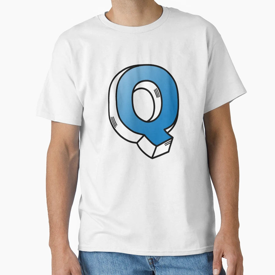 Letter Q Blue T-Shirt - Graphic Print for Adults - T-Shirt, Sweatshirt, Hoodie