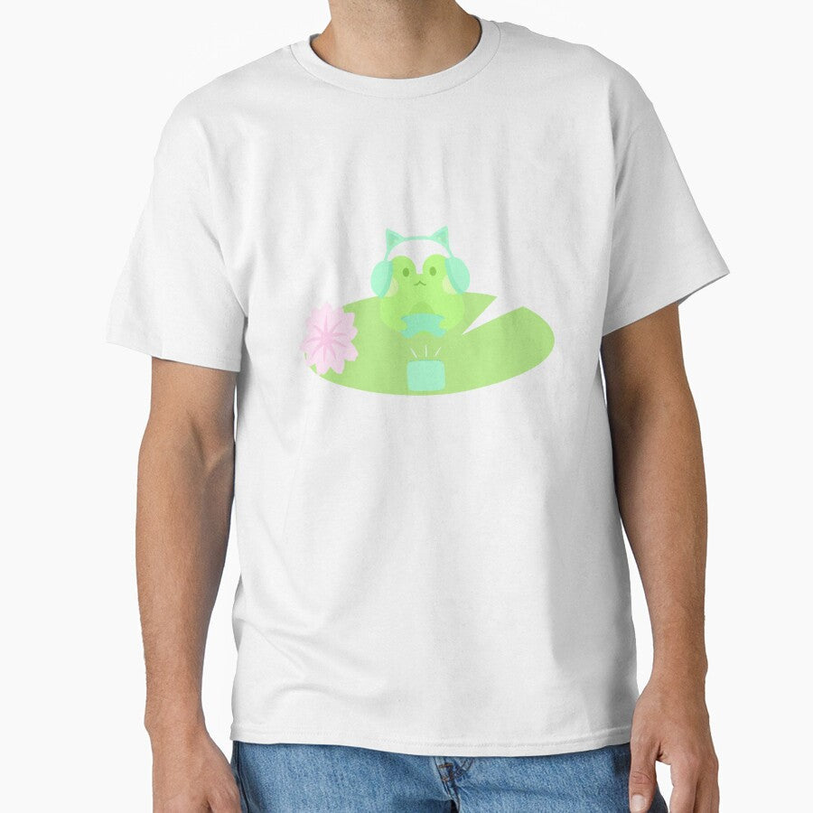 Gamer Frog on a lily pad by Honeysideup - Adult & Kids T-Shirts, Sweatshirts & Hoodies apparel design preview 1