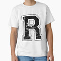 Initial Letter R Black Jersey Sports T-Shirt - Streetwear Style Men Women - T-Shirt, Sweatshirt, Hoodie