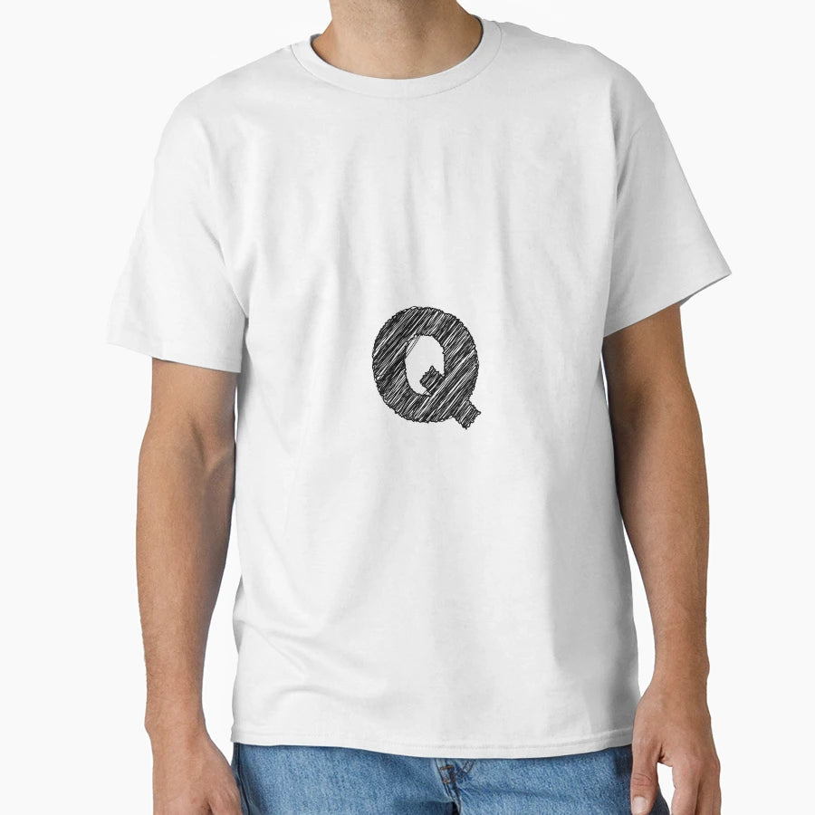 Sketchy Letter Series Letter Q T-Shirt - Fun Novelty Design Men Women - T-Shirt, Sweatshirt, Hoodie