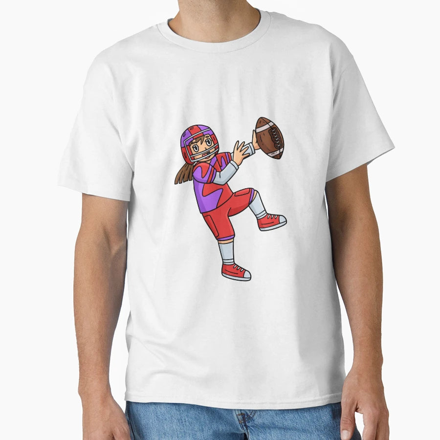 American Football Cartoon T-Shirt - Aesthetic Graphic for Adults - T-Shirt, Sweatshirt, Hoodie