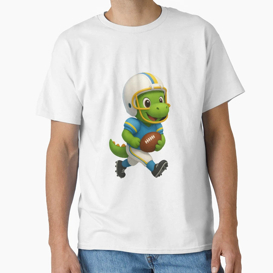 Green Dino Running Football T-Shirt - Casual Everyday Wear Unisex - T-Shirt, Sweatshirt, Hoodie
