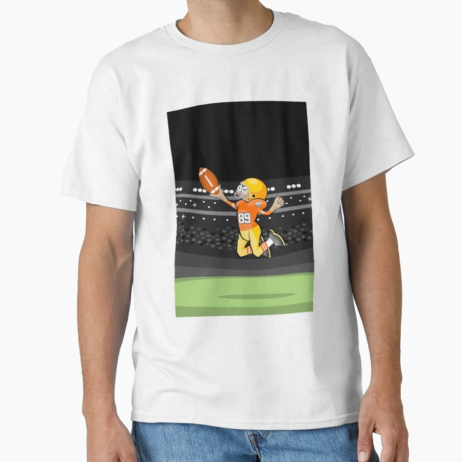 American Football Player Jumps Ball T-Shirt - Aesthetic Graphic Unisex - T-Shirt, Sweatshirt, Hoodie