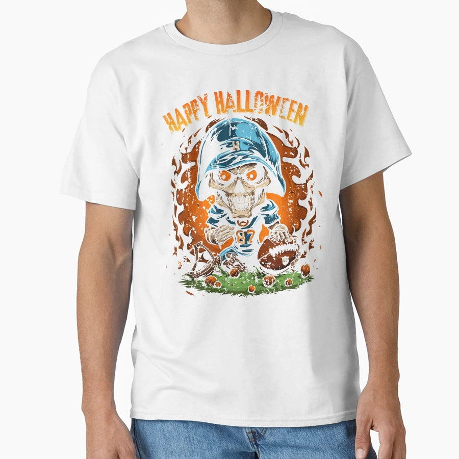 American Football Skeleton Halloween T-Shirt - Streetwear Style Unisex - T-Shirt, Sweatshirt, Hoodie