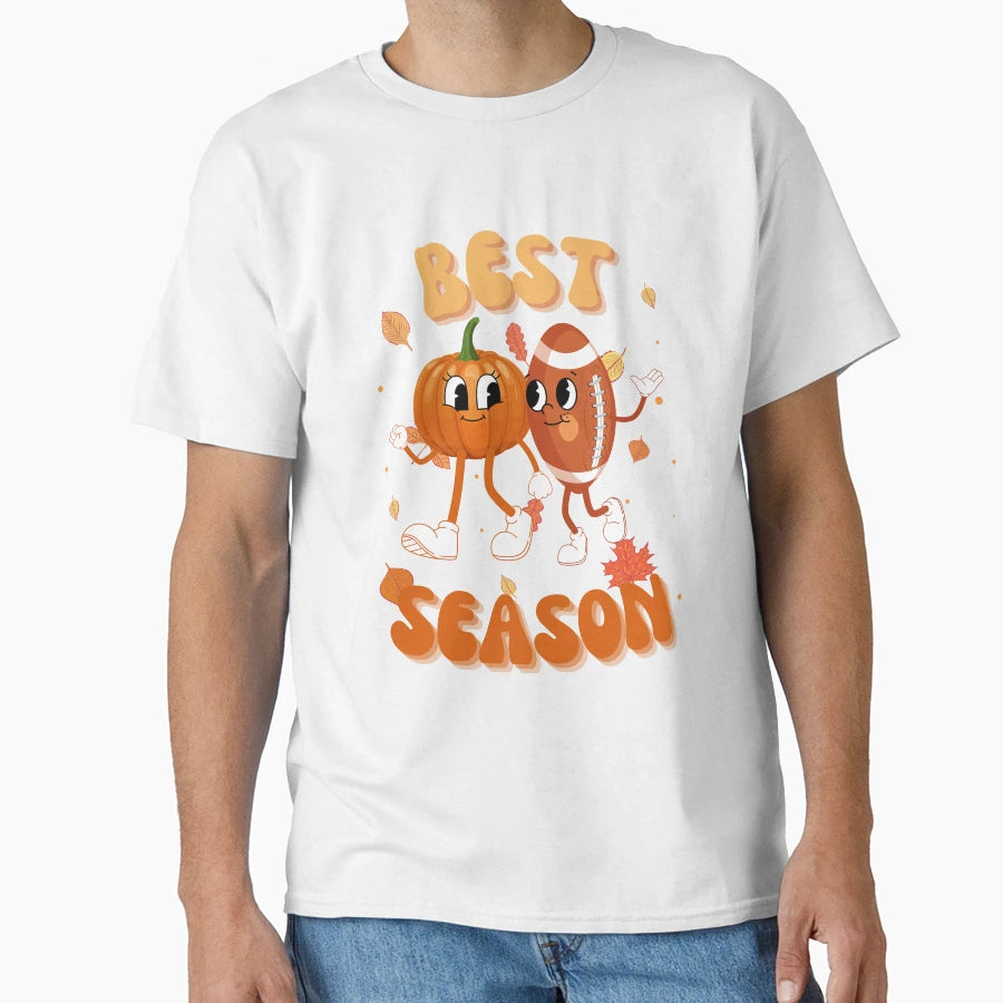 Football Pumpkin Thanksgiving Season T-Shirt - Trendy Graphic for Adults - T-Shirt, Sweatshirt, Hoodie