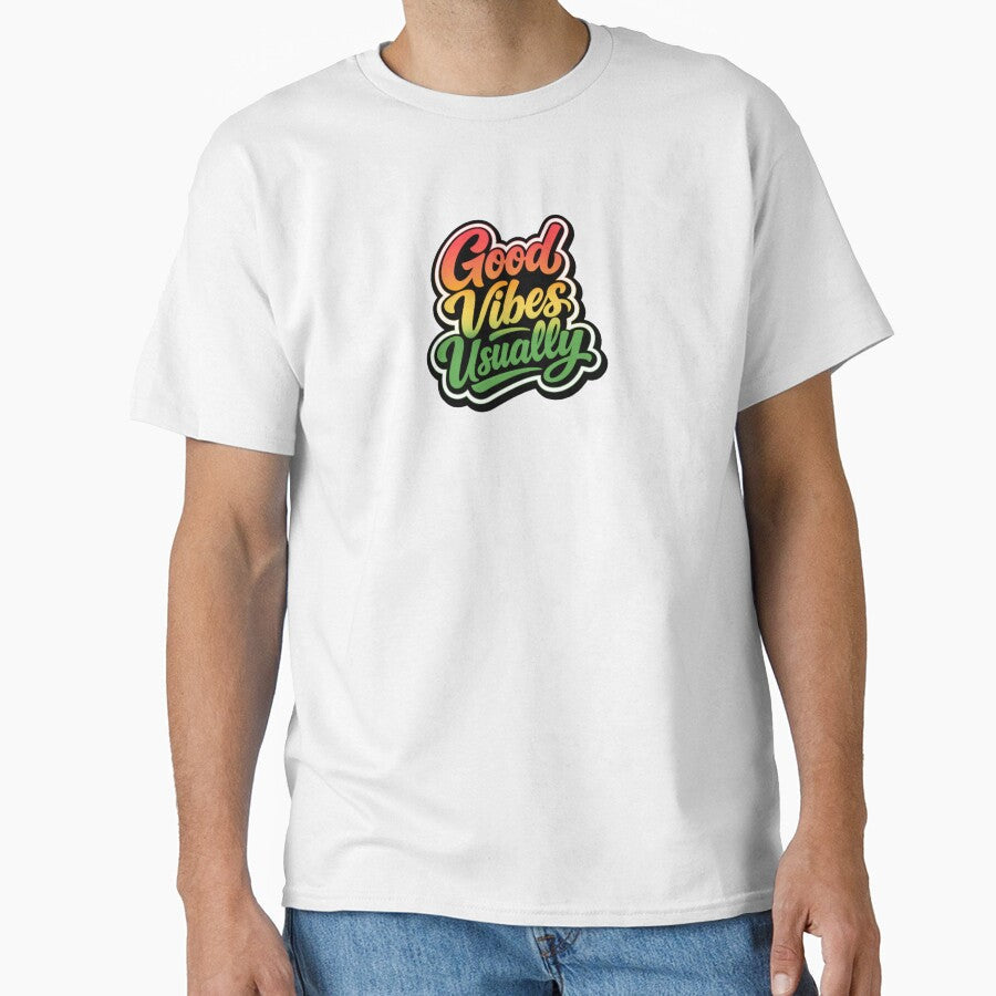 Good Vibes Usually Retro Funny Quote Typography - Adult & Kids T-Shirts, Sweatshirts & Hoodies apparel design preview 1