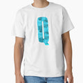 Letter Q Monogram Letter Art Cyan T-Shirt - Minimalist Print for Adults - T-Shirt, Sweatshirt, Hoodie
