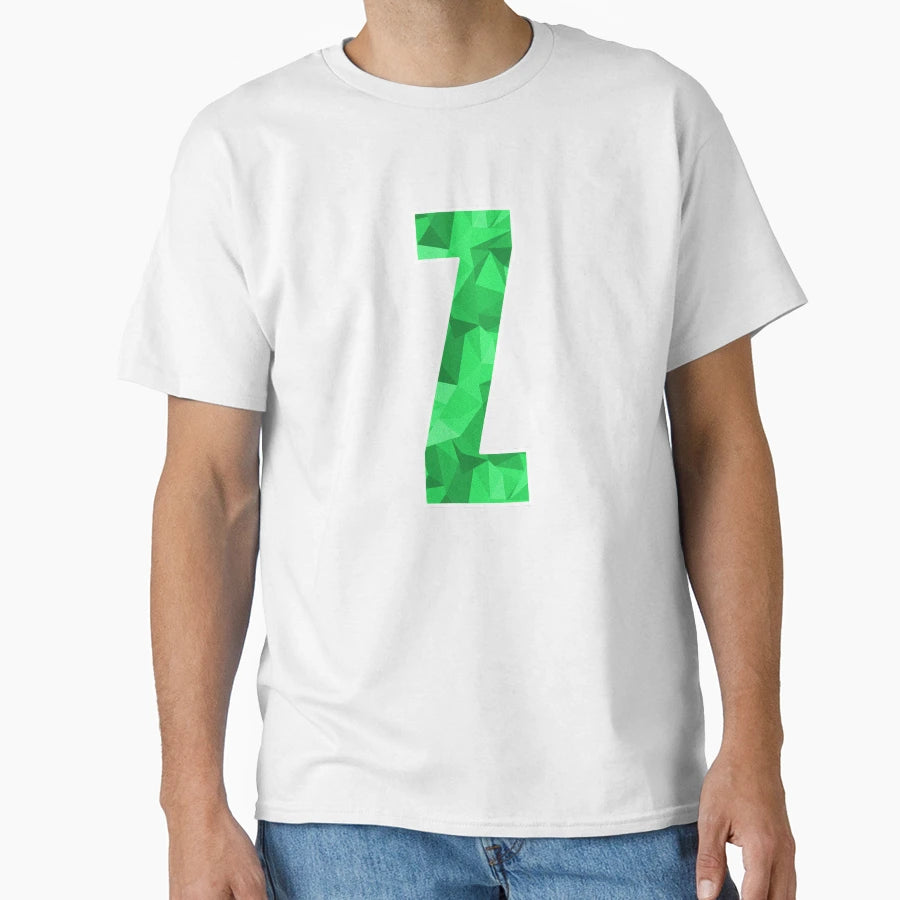 Letter Z Monogram Letter Art Green T-Shirt - Minimalist Print for Adults - T-Shirt, Sweatshirt, Hoodie