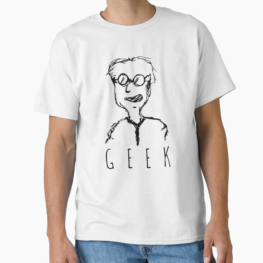 Funny Hand Drawn Geek Doodle Guy for the geeks at - Adult & Kids T-Shirts, Sweatshirts & Hoodies apparel design preview 1