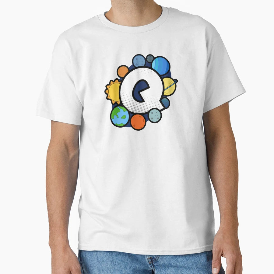 Monogram Q Outer Space Cartoon Planets T-Shirt - Trendy Graphic Unisex - T-Shirt, Sweatshirt, Hoodie
