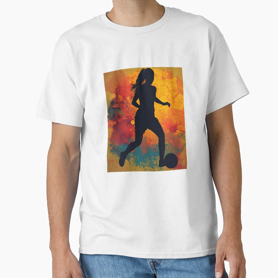 Soccer Player Silhouette Sports Art T-Shirt - Casual Everyday Wear Unisex - T-Shirt, Sweatshirt, Hoodie
