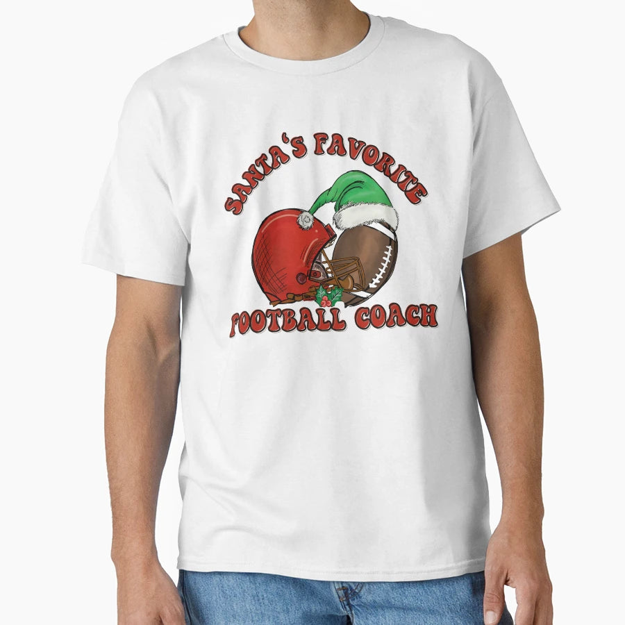 Santas Favorite Football Coach T-Shirt - Graphic Print for Adults - T-Shirt, Sweatshirt, Hoodie