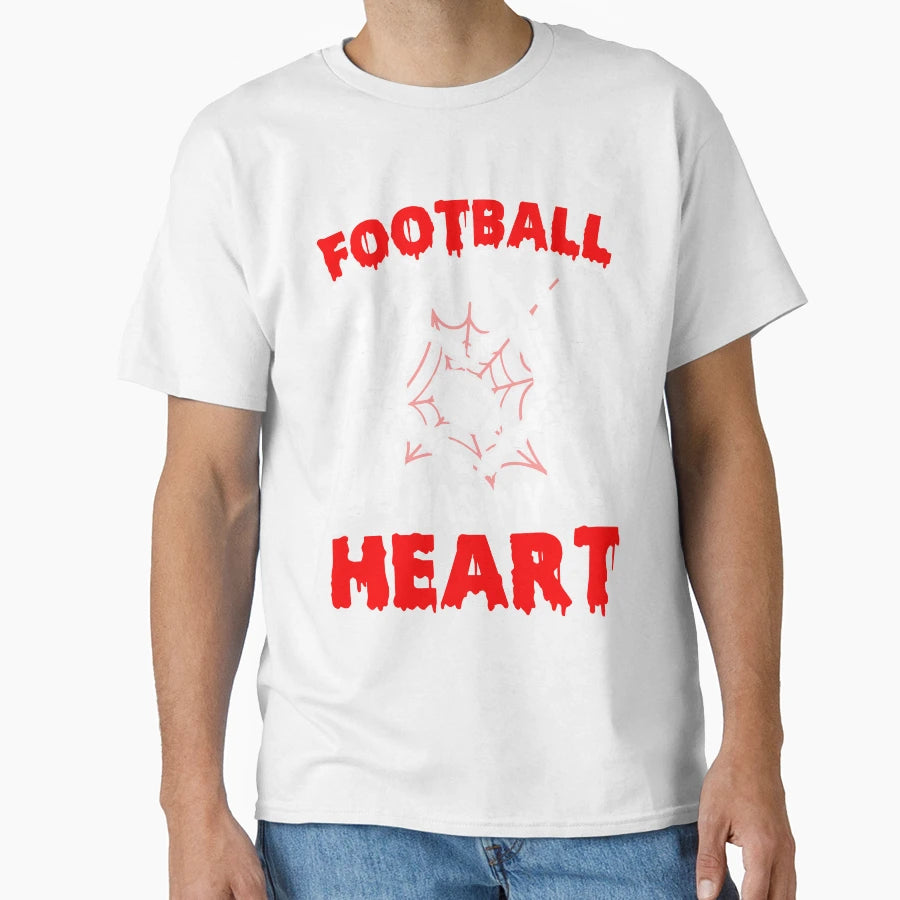 Football Has My Heart Halloween T-Shirt - Novelty Apparel Men Women - T-Shirt, Sweatshirt, Hoodie