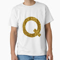 Gold Letter Q Gold Glitter T-Shirt - Casual Everyday Wear Unisex - T-Shirt, Sweatshirt, Hoodie