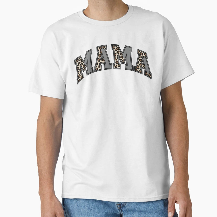 Mama Varsity Letters Leopard Arch Mom T-Shirt - Fun Novelty Design Unisex - T-Shirt, Sweatshirt, Hoodie