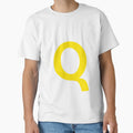 Yellow Color Letter Q T-Shirt - Minimalist Print Men Women - T-Shirt, Sweatshirt, Hoodie