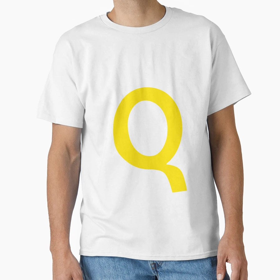 Yellow Color Letter Q T-Shirt - Minimalist Print Men Women - T-Shirt, Sweatshirt, Hoodie
