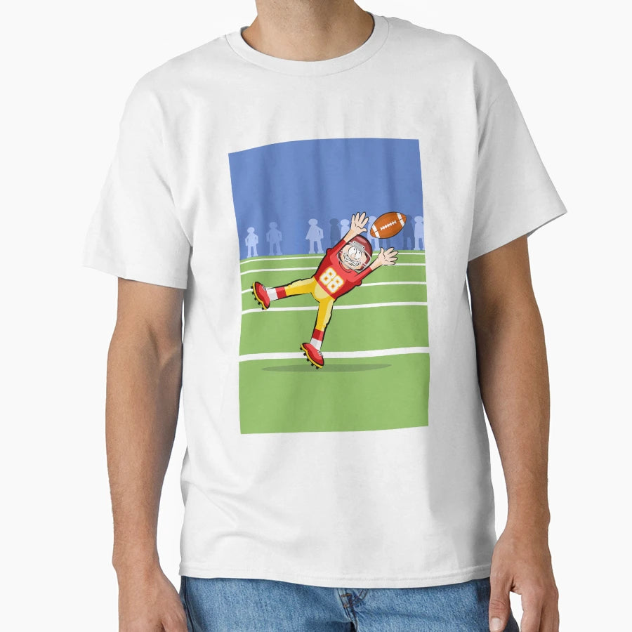 American Football Player Catching Ball T-Shirt - Unique Graphic Unisex - T-Shirt, Sweatshirt, Hoodie
