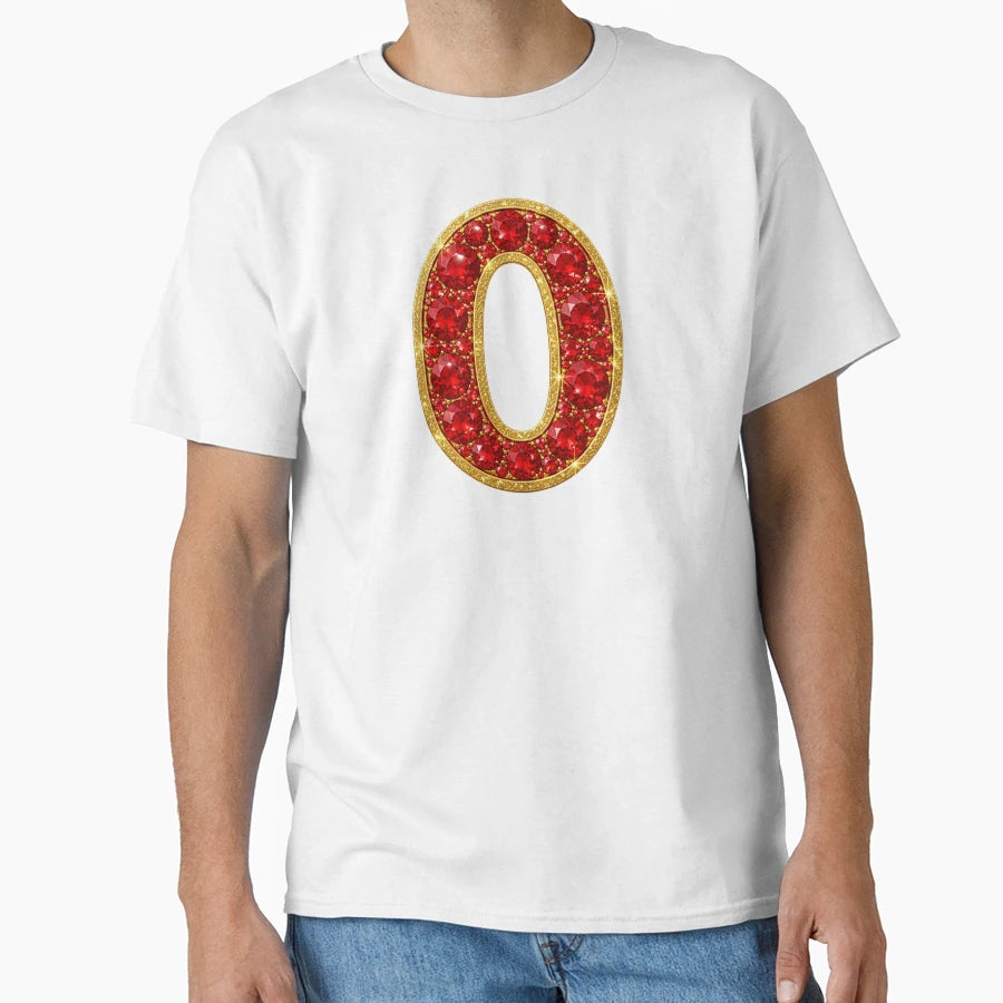 Letter O Red Gold Gems T-Shirt - Unique Graphic Men Women - T-Shirt, Sweatshirt, Hoodie