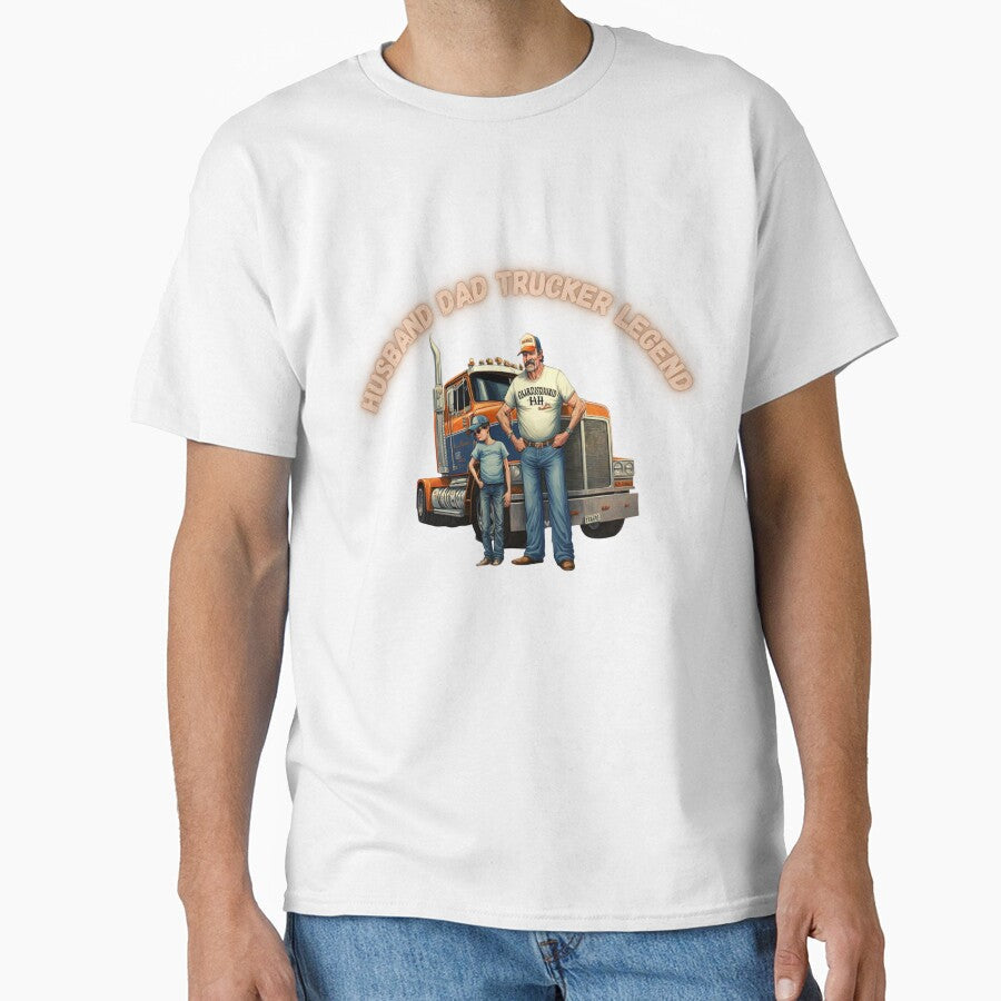 Trucking Legacy: Husband Dad Trucker Legend Cartoon - Adult & Kids T-Shirts, Sweatshirts & Hoodies apparel design preview 1
