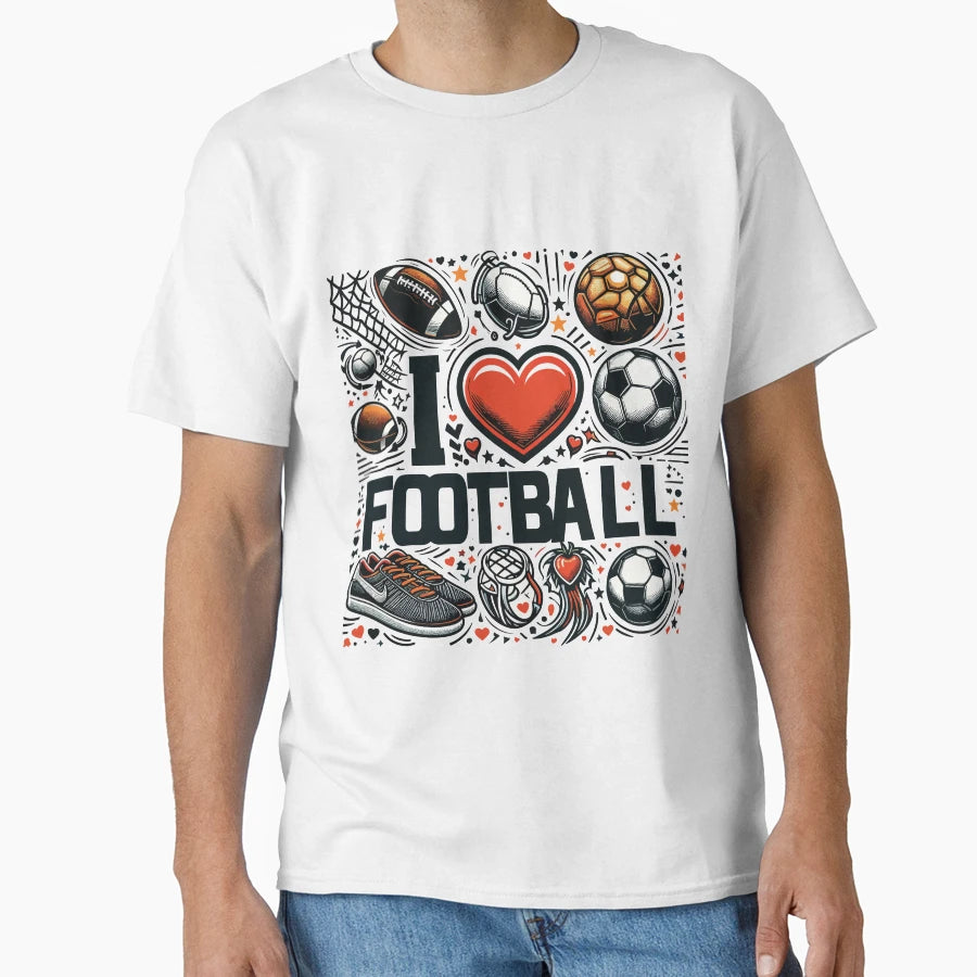 I Love Football T-Shirt - Minimalist Print Unisex - T-Shirt, Sweatshirt, Hoodie