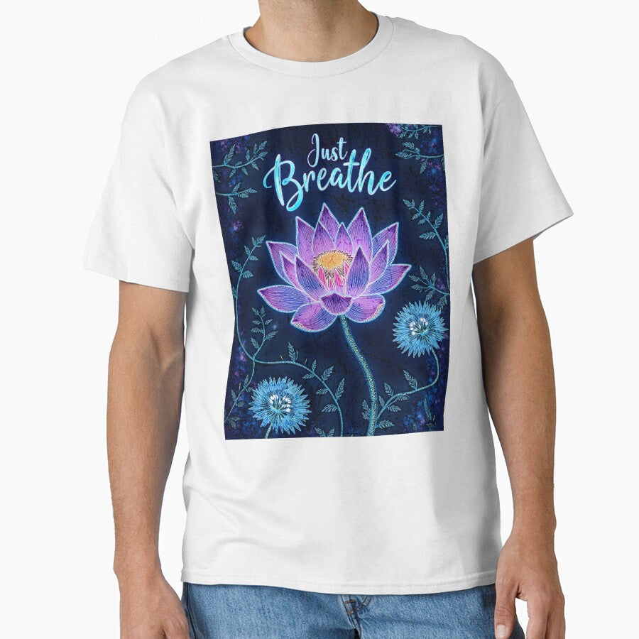 Just Breathe Lotus Art Mindful Botanical Design by - Adult & Kids T-Shirts, Sweatshirts & Hoodies apparel design preview 1