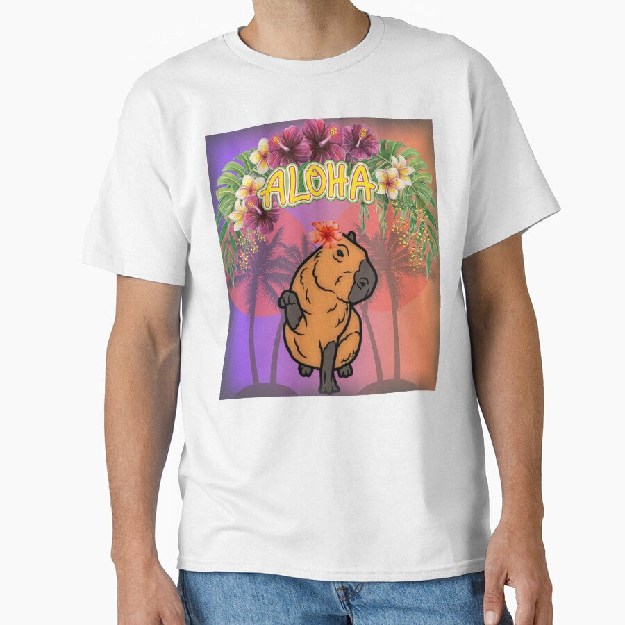 Aloha Capybara Exotic Vibes and Floral Delights by - Adult & Kids T-Shirts, Sweatshirts & Hoodies apparel design preview 1