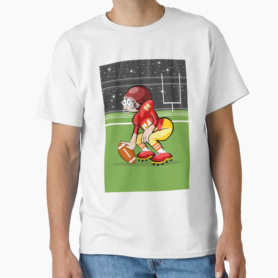 American Football Player Serve Position T-Shirt - Trendy Graphic Unisex - T-Shirt, Sweatshirt, Hoodie