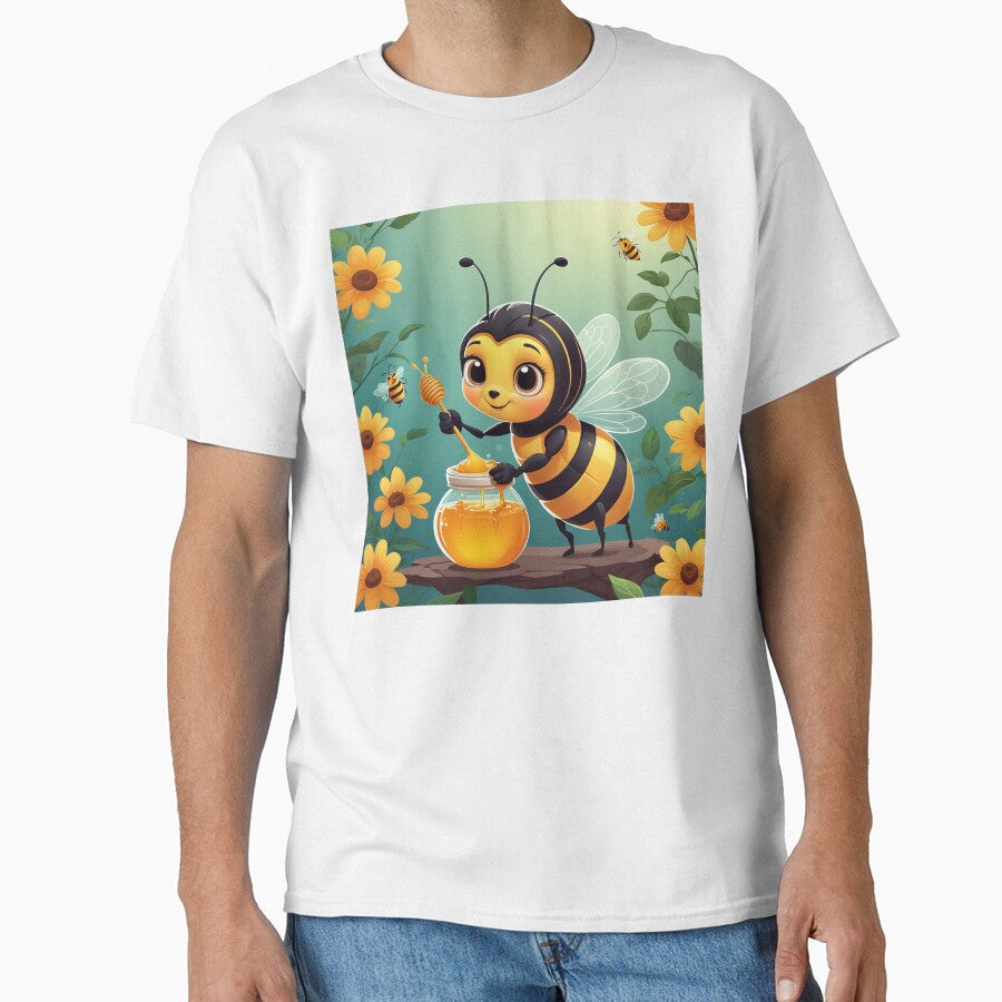 Cute Bee Making Honey by NacreArt - Adult & Kids T-Shirts, Sweatshirts & Hoodies apparel design preview 1